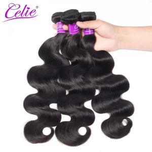 Synthetic Wigs Celie Hair Body Wave Human Bundles Remy Weaves 3 Deal 1030 inches 231215