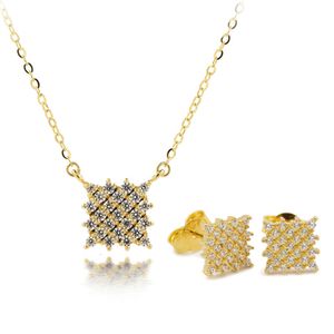 Set di orecchini a bottone in oro puro, collana in due pezzi Au750, gioielli da donna