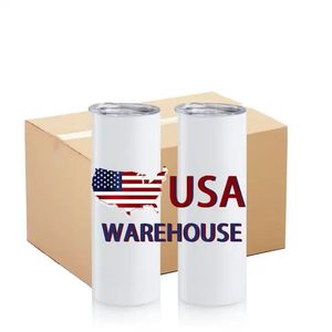 US CA STOCK 20oz Water Bottles 20 oz Sublimation Tumblers Car Coffee Mugs Stainless Steel Thermal Insulation Cup with Straw 1216