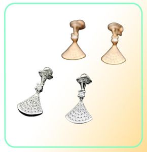 Europe America Style Lady Women Titanium Steel Tassels Engraved B Initials Full Diamond Stud Earrings 2 Color9158284