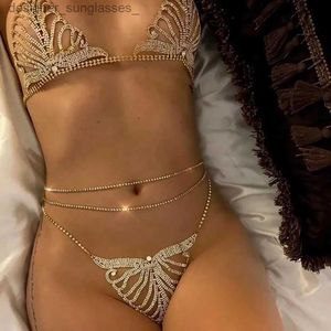 Other Fashion Accessories Sexy Crystal Bo Harness Chain Bra and Thong Jewelry for Women Fashion Bling Rhinestone Bikini Set Underwear Bo JewelryL231215