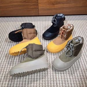 Marca de designer quente para baixo botas de tornozelo para mulheres homens plataforma de inverno plana casual senhoras sapatos rendas até sola grossa botas curtas masculino