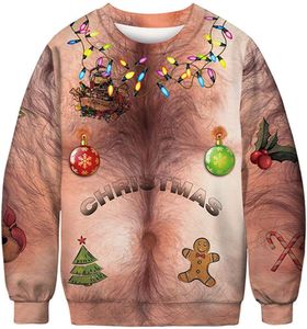 3D Sweatshirts Noel Yeni Yıl Boya Ter Ter Mens Crewneck Hoodies Plus Boyut 006