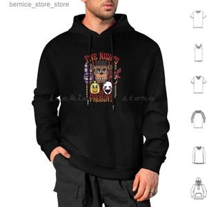 Polos masculinos Five Nights At _ S Pizzeria Multi-Character Hoodie algodão manga comprida Fnaf Five Nights At Fazbear Chica Bonnie y Q231215