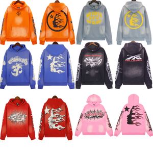 Mens Hellstar Hoodie Designer Hoodie Hoodie Hoodie Mens and Womens Hoodie Hellstar Tide Brand with Flame Mud Daled Retro Wash Wath Trend Trend Micro Pants