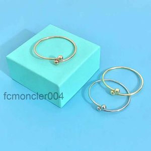 Bangle Bracelet t S925 Sterling Silver Bracelet Hardwear Series Round Ball Surrounding Open Fashion Simple Versatile 48J4