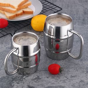 Trinkgeschirr, doppelschichtiger Stahl-Bierbecher, kreativer Milchbecher aus 304 Edelstahl, Tee- und Kaffeebecher, LT720