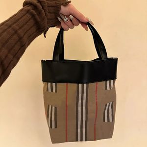 클래식 체크 무늬 빈티지 버킷 가방 여성 대용량 야외 작은 토트 갈색 핸드백 고급 디자이너 슈무더 가방 패션 캔버스 쇼핑 가방 G-5