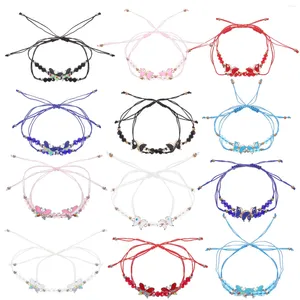 Charm Armband 48 PCS Crystal Gifts Butterfly Armband Girls Bulk Long Distance Woven For Decorative Drawstring Friendship Lovers