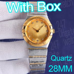 Mode Luxury Womens Designer Watch 28mm Quartz Diamonds Watches 316 Rostfritt stål Band Sapphire Superclone Watch för kvinnor med högklassig Box TW-fabrik