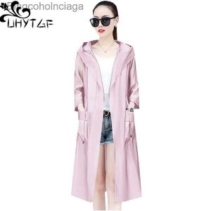 Altro Abbigliamento UHYTGF Moda sottile protezione solare abbigliamento con cappuccio Cappotto estivo traspirante anti-UV da donna tinta unita selvaggio sciolto Top di grandi dimensioni 928L231215