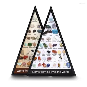 Dekorative Figuren, 36 Arten von Mineralien, natürliches Kristall-Achat-Edelstein-Dreieck-Set, Weihnachtsgeschenk, Lehrproben-Ornamente