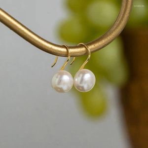 Orecchini pendenti Perla d'acqua dolce naturale Gancio per l'orecchio con tacco alto Argento sterling 925 Regalo di gioielli da donna con senso di lusso leggero francese