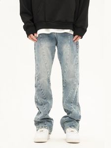 Jeans da uomo Pantaloni svasati impiombati Uomo Denim lavato effetto consumato Autunno Inverno Streetwear Abbigliamento casual da uomo 231214