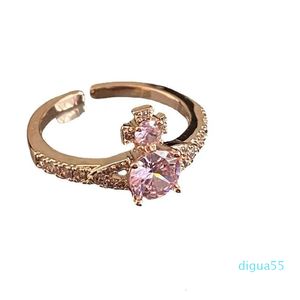 Ring Empress Dowager Psychedelic Colorful Sparkling Diamond Saturn Light Niche Fashion Highend Design Personlig öppning