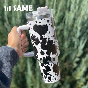 With 1:1 Logo 40oz Stainless Steel Tumblers Cups With Lids Straw Cheetah Animal Cow Print Leopard Heat Preservation Car Mugs Large Capacity Water Bottles i1215