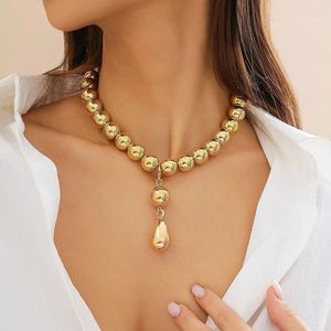 Pendant Necklaces Lacteo Chic Drop Shape Removable Necklace CCB Beaded String Choker For Women 2024 Jewelry Party Wedding Neck Chain