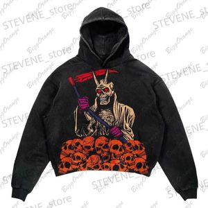 Mäns hoodies tröjor Europa och USA stekt street New Death Sickle hoodie långärmad pullover y2k casual lös hoodie jacka t231215