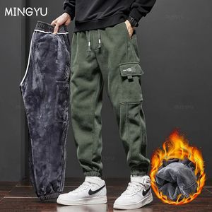 Männer Hosen Marke Kleidung Winter Fleece Warme Cord Hosen Männer Fracht Arbeit Dicke Baggy Streetwear Jogger Hosen Männliche Große größe 5XL 231214