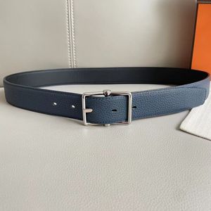 Classics Men Belts Designer Mens and woman fashion Togo leather classic reversible belt black brown H gold silver buckles 38cm HT0246