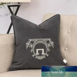 Almofada de sofá com letras de alta qualidade, cor quente, almofada simples, azul, geométrica, elegante, cinza, capa de encosto, decoração de casa, luckyshome