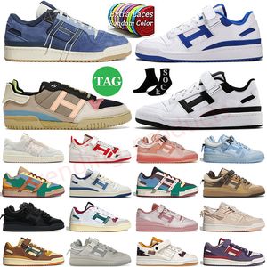 Designer Bad Bunny x Forum 84 Buckle Low Running Shoes Plate-forme Creme Azul Tint Núcleo Preto Benito Ovo de Páscoa Patchwork Branco Royal Blue Mulheres Homens Treinadores Sapatilhas