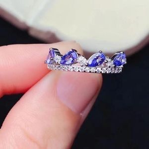 Cluster Rings Natural Tanzanite Ring 925 Silver Ladies Exquisitely Crafted Fashionable And Versatile