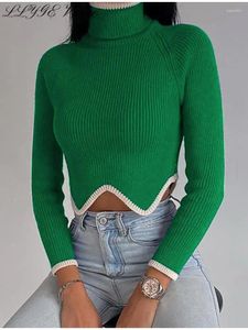 Women's Sweaters Sexy Turtleneck Women Sweater Panelled 2023 Spring Slim Long Sleeve Crop Female Pullovers Fashion Basic Streetwear Lady