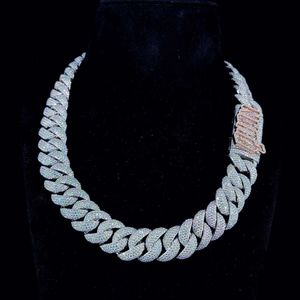 925 Sterling Silver Men Womens Miami Cuban Link Chain Fullt Iced Out VVS Moissanite Diamond Hip Hop Bling Luxury Jewelry