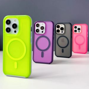 Neon Candy Color Transluzente stoßfeste Stoßstangenhülle für iPhone 15 14 13 12 15Pro Max 11 für magnetisch gefrostete kabellose Ladeabdeckung 1 Stück