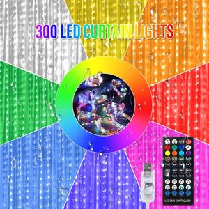 Other Event Party Supplies 3x Smart LED RGB Curtains Lights String APP Bluetooth USB Remote Garland Lights Christmas Decoration Bedroom Wedding Outdoor 231214