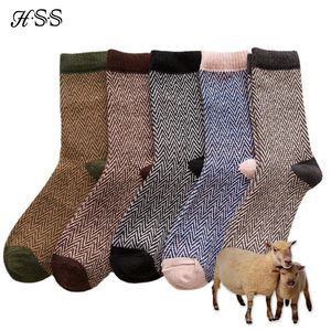 Socks Hosiery HSS Brand 5Pairs   Lot Men's Winter Thick Socks Ripple Striped Thicken Warm Casual Dress Socks Against Cold Snow Sock 231215