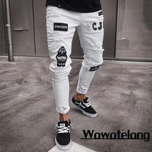 Calças masculinas rasgadas jeans homens estiramento magro cinza azul preto hip hop denim calças streetwear casual slim fit para jogging jean 231214