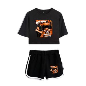 Sommer Trainingsanzug Frauen 2 Stück Set Rapper DD Osama Crop Top Shorts Zweiteilige Outfits Casual Damen Trainingsanzug Sportwear zweiteilige