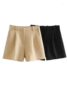 Women's Shorts Y2K Women Chic 2023 Fashion Ladies Elegant Khaki Pockets Casual Female High Waist Black Bottoms