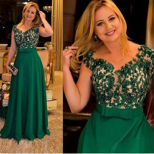 Abiti per la madre della sposa verde linea A Abito per la madre in pizzo con collo trasparente per occasioni speciali Abiti da sera formali per feste di compleanno Abito elegante con fiocco MD001