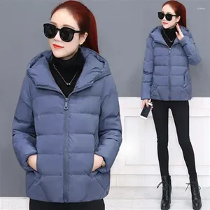 Trench da donna Cappotto invernale da donna coreano Piumino nero caldo giacca spessa imbottita con cappuccio a vita corta Bubble Slim