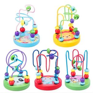 3D Puzzles Montessori Wooden Toys Circles Bead Wire Maze Roller Coaster Educational Wood Boys Girls Kid Toy 6 Months 231215