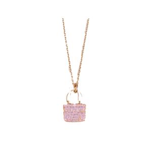 Designer Luxury Sterling Silver High Quality Necklace French Brand Bag Pendant Pink Rhinestone Classic Women Charm Necklace Deliver Sisters Fashion Gift
