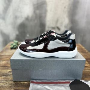 2024 luksusowe buty zwyczajne męskie sneaker American Cup Man Man Black White Sneakers But Patent Skórzana koronkowa koronka Up Outdoor Treners Gumowa podeszwa 38-46