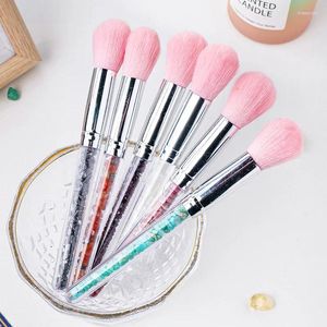 Decorative Figurines Natural Chips Crystal Gemstone Makeup Brushes Green Aventurine Rose Quartz Liquid Foundation DIY Brush Reiki Energy