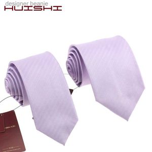 Neck Ties Classic Men's Daily Waterproof Necktie Light Purple Unisex Wedding Tie Accessory Summer Gift Stripe Can Color Solid Neck TiesL231215