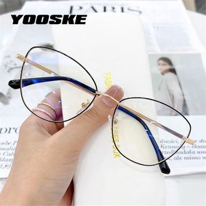 Okulary przeciwsłoneczne ramy Yooske Metal Cat Eye Glasse Anti Blue Light Optyczne okulary damskie moda Bluelight Blokowanie okularów komputerowych 231215