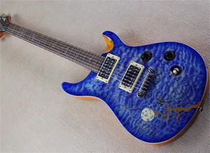 Modelo comemorativo da lua cheia de guitarra elétrica de 6 cordas com folheado de padrão de nuvem em azul, pode ser modificado de acordo com os requisitos