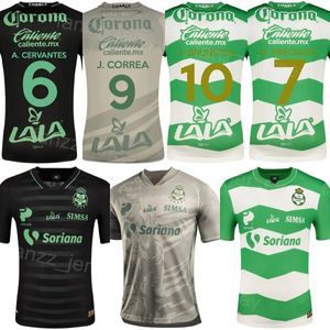 Män 23-24 Soccer Santos Laguna 7 Harold Preciado Jersey Club Team 3 Ismael Govea 23 Raul Lopez 10 Juan Brunetta 6 Alan Cervantes Football Shirt Kits Black Green Grey