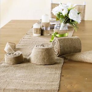 Corredor de mesa 10m 30cm vintage hessian juta serapilheira rolo para festa de casamento banquete decoração de casa