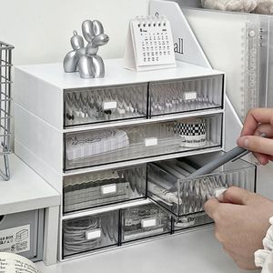 Lagringslådor BINS INS Akryl Pen Holder Box Desktop Stationery Office Transparent Largecapacity Drawer Makeup Organizer Cosmetic 231215