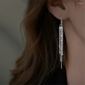 Dingle örhängen 925 Silverpläterad Tassel Multilayer Long Chain Drop Earring For Women Girls Party Jewelry Gift EH365