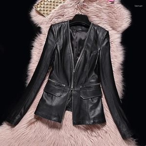 Women's Leather Jacket High Quality Genuine Sheepskin Jackets Women Spring Autumn Coats Motorcycle Female Cue2023