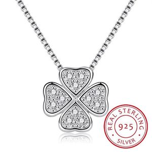 Catene Veri gioielli in argento sterling 925 Love Clover Collane Pendenti Strass Moda Choker Maxi Collana Donna Collar269I